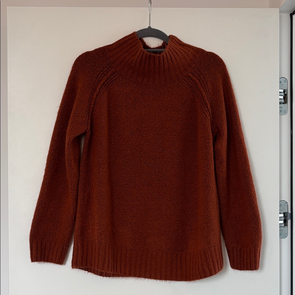 Jones NY Rust Loose Mock Neck Raglan Soft Sweater L EUC